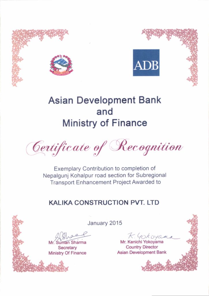 Read more about the article Kalika Construction Awarded by ADB